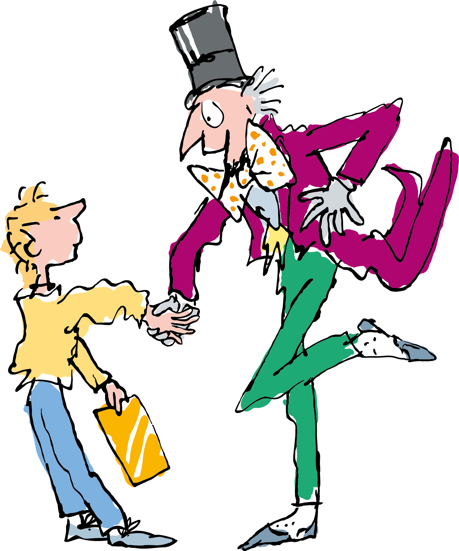 Illustration of Charlie and Mr Wonka
